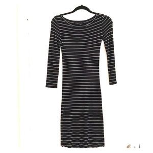 BCBGMAXAZRIA 3/4 Sleeve Ribbed Knit Dress